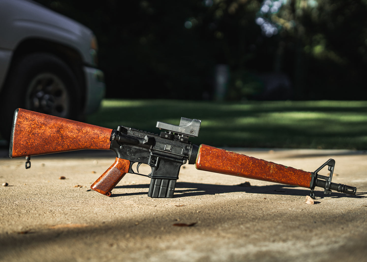 Cerakoted fakelite M16a1 furniture set.